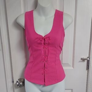 Pink Lace-Up Women's Top